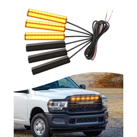 OKLSG 6pcs LED Grill Lights for 2025 2024-2019 Dodge Ram Grille Raptor Lights Ram 1500 2500 3500 Accessories Warning Lamp Front Grille Trims (Yellow)