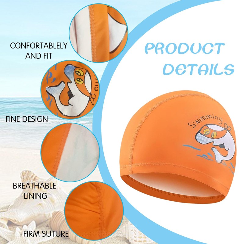 PD Kids Swimming Cap – Cartoon PU Swim Cap for