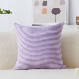 Home Brilliant Light Purple Throw Pillow Cover for Floor Solid Supersoft Corduroy Decorative Velvet Pillow Case for Bed, Lavender, 26x26 inches (66cm)