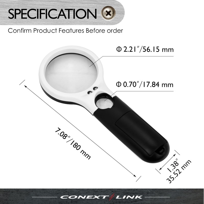 3 LED 45X Magnifying Glass with Light Handheld Magnifier Magnifying