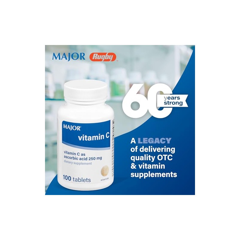 MAJOR- VitaminC 250 mg Comprimidos de Ácido Ascorbico, 100 CT