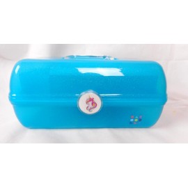 Caboodles Claire's Caboodles Blue Sparkle On-The-Go Girl Retro Case Unicorn Latch 13" Long