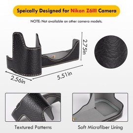 Protective Camera Case for Nikon Z6III Mirrorless Camera,For Nikon Z6III Half Case with Soft Microfiber Inner For Nikon Z6 III Camera Cover Function Well 1/4"-20 Hole Retro PU Litchi Stria-Matte Black