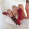 Point leopard handmade nail tips - Natural / 포인트 호피