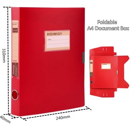 Hoiwigy Storage Folders Box 6Pack for A4 Paper, Plastic File Boxes with Lids, Size 31×4×24 cm File Folder Organizer for Office School Home (6Pack-40mm-3 Colors)