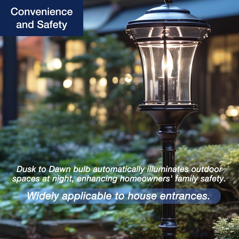 FLSNT Dusk to Dawn Outdoor Sensor LED Edison Bulbs, 4W