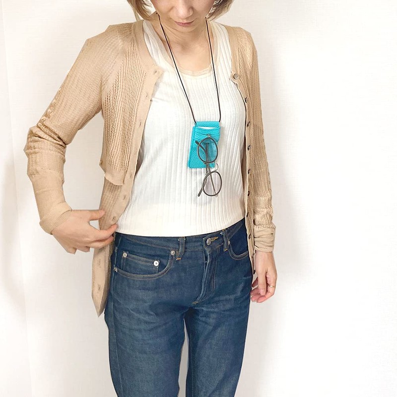 [blue bloom] bb014 ID Card Holder, Genuine Leather, Neck Strap,