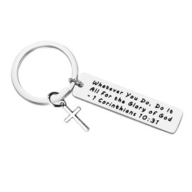 Xiahuyu Christian Bible Verse Keychain - Whatever You Do, Do It All for the Glory of God - Baptism and Inspirational Religious Gifts for Women, Men, Girls, Boys