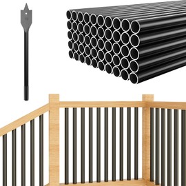 50Pack 32" Aluminum Deck Balusters Round Black Deck Railing Stair Porch Staircase Spindles 3/4" Diameter