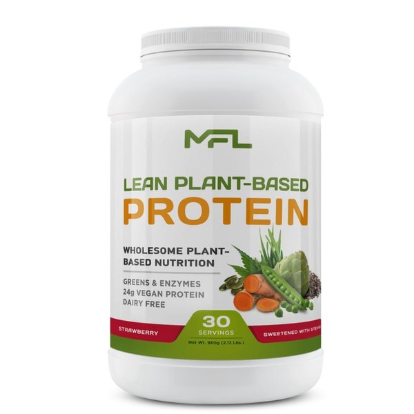 MUSCLE FOOD LABS MFL Vegan, Plant-Based Protein Powder l Gluten Free l Non Dairy l Non GMO l Lactose Free l Keto-Friendly | 2.12 lbs (Strawberry)