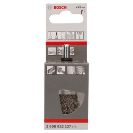 Bosch 1x PRO Stainless Steel Longlife End Brush, Crimped Wire for 6 mm Cylindrical Shank and Drill (Ø 25 mm, Professional Accessory Rotary Drill/Drivers)