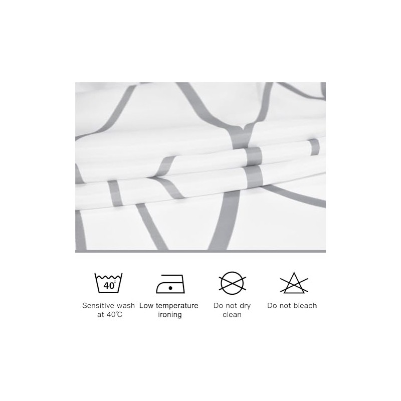 xinbai Grey and White Striped Fabric Shower Curtain for Bathroom