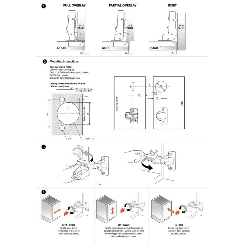 DecoBasics Full Overlay Soft Close Cabinet Hinges for Kitchen Cabinets