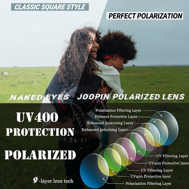 Joopin Rectangular Sunglasses Men's Polarised and Classic Sunglasses Women's Retro