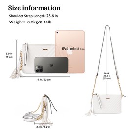 AFKOMST Women's Crossbody Bags Quilted Crossbody Shoulder Bags Multi Pocket Satchel Handbags Tasssel Messenger Purses Ladies Bag