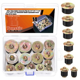 Tanstic 14Pcs Neoprene Rubber Expansion Plug, 7 Sizes Automotive Rubber Expandable Freeze Plug, 3/4", 7/8", 1", 1-1/8", 1-1/4", 1-3/8", 1-1/2", Fit Hole Size: 19~41mm(3/4"~1-5/8")