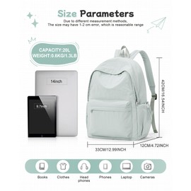 Small Light Green School Backpack for Girls Women Waterproof High School Book Bag Cute Backpack for Men Teens Boys, Lightweight Simple Middle School Back Pack Daypack Gift