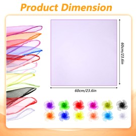 12 Pcs 50s Retro Chiffon Sheer Square Neck Head Scarf for Women Lightweight 12 Colors Juggling Dance Scarf 23.6 Inches Solid Color Bandana Ribbon Scarves 1950's Plain Handkerchief for Women Girls