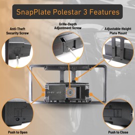 Polestar 3 (2025) No-Drill Front License Plate Holder Mounting Kit, No Adhesives, Removable, Frame - Fast, Easy, Grille-Safe - SnapPlate® Made in USA