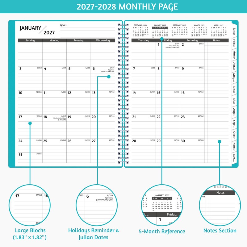 2027-2028 Monthly Planner, 18 Months Calendar Planner 2027-2028 from Jan