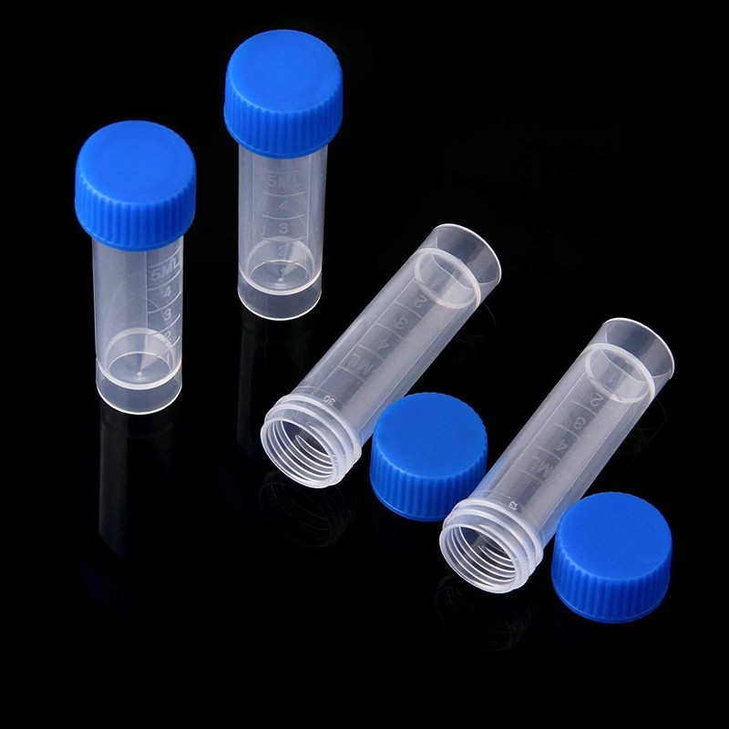 5ml Plastic Test Tubes Screw Caps Small Bottle Vial Storage