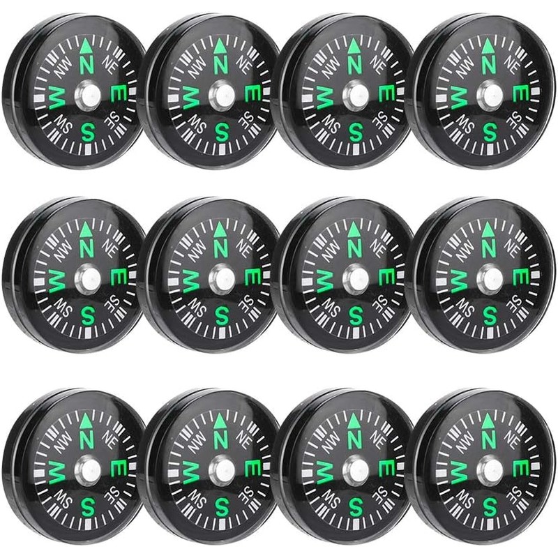 Mini Compass Set, 20mm Oil Filled, 12 Pack, Black, for
