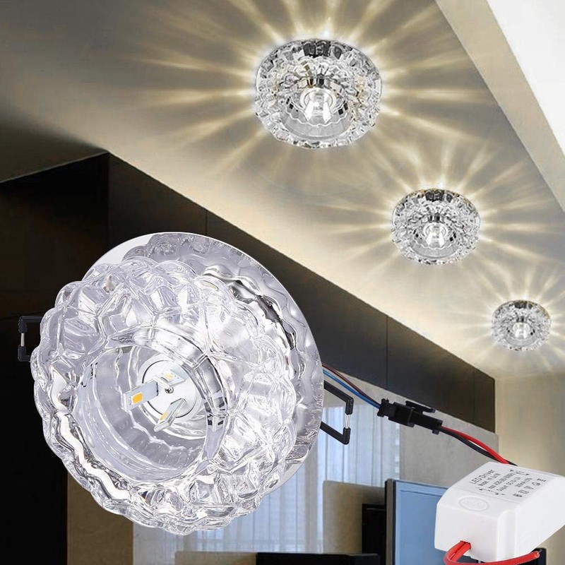 eecoo Crystal LED Downlight, 3W Recessed Ceiling Light with 5-8cm