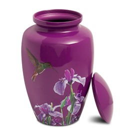 LINES ARTE Urn for Ashes Adult Female Male,Large Hummingbird Cremation Urn for Human Ashes Women and Men,Decorative Burial Purple Urn for Mom/Mother/Grandma/Sister(up to 200 lbs)