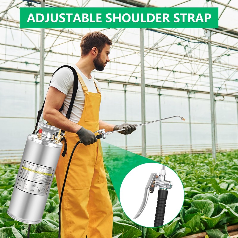 2 Gallon Stainless Steel Pump Sprayer - Hand Pump Sprayer