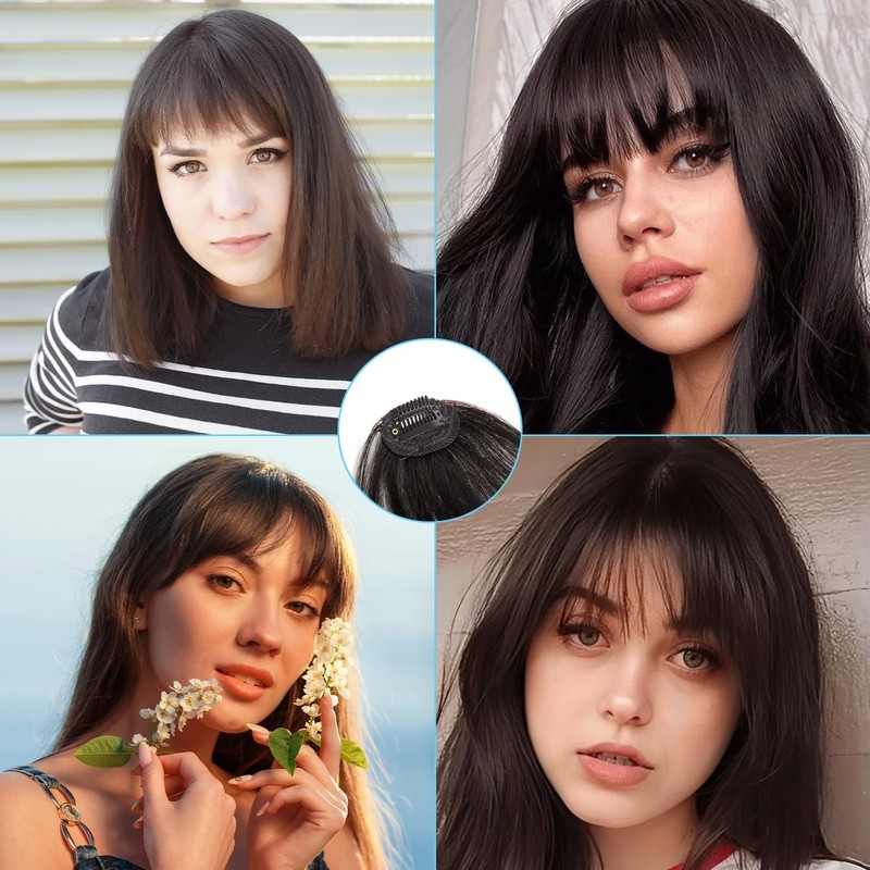 100% Human Hair Clip in Bangs for Women - Natural