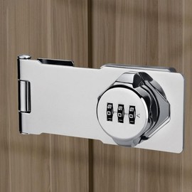 Unlock 180-Degree Password Lock, Double Bolt, Silver Hinged Door Lock