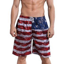 MILANKERR Men's Swim Trunk (S(30"-32"), Flag)