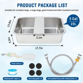 BWOGUE 5 Gal Automatic Dog Water Dispenser for Large Dogs Stainless Steel Outdoor Water Bowl Large Breed Self Filling Dog Waterer Feeder for Dogs Cat Chicken Livestock