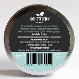 SCHETTLERs Toothbrushing Powder Type 3 | Healing Chalk, Sea Salt, Liquorice | Natural Dental Care | 25 g Screw Lid Tin Tin