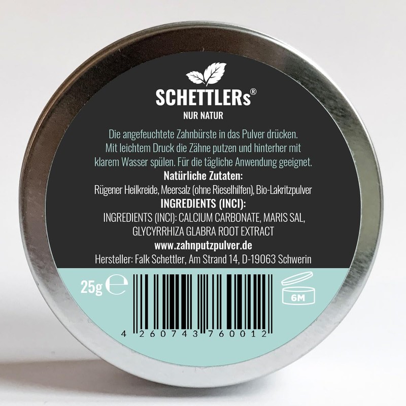 SCHETTLERs Toothbrushing Powder Type 3 | Healing Chalk, Sea Salt,