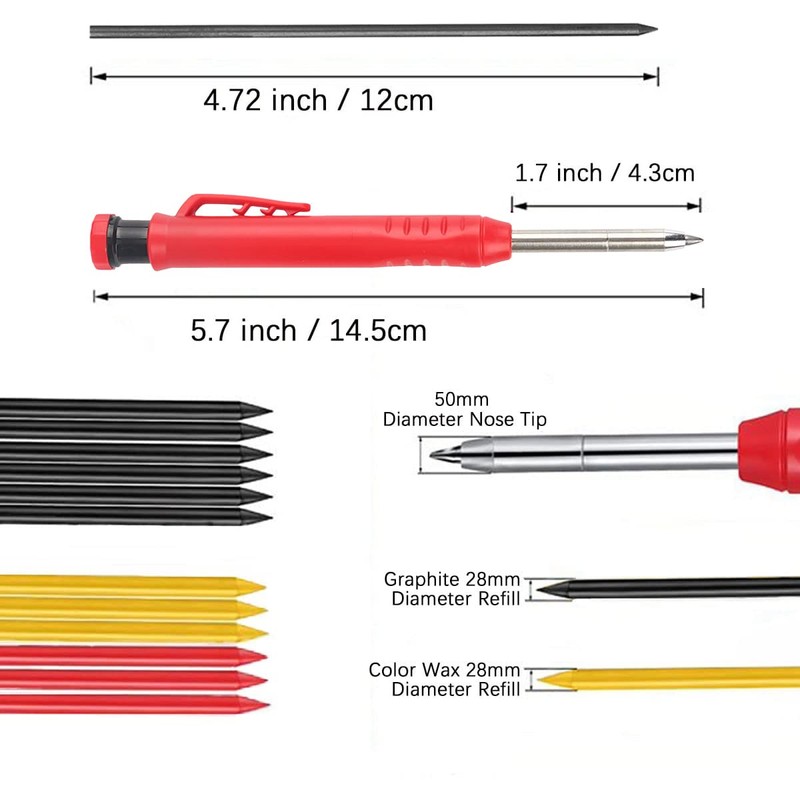 WANGCL Carpenter Pencil Set Mechanical Pencil Construction Pencils Marker Marking