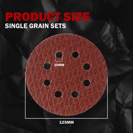 GEOGIEEW Pack of 90 Sandpaper 125 mm Velcro, 40 Grit 8 Holes, Red Sanding Discs Set for Random Orbital Sanders
