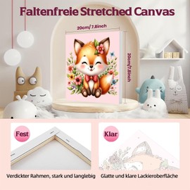 Pujeknm Pack of 4 Animals Paint by Numbers from 5 6 7 Years Girls with Frame Turtles Fox Horse Elephant Paint by Numbers for Children Acrylic Paints with as a Gift, Medium 20 x 20 cm Cute Animals