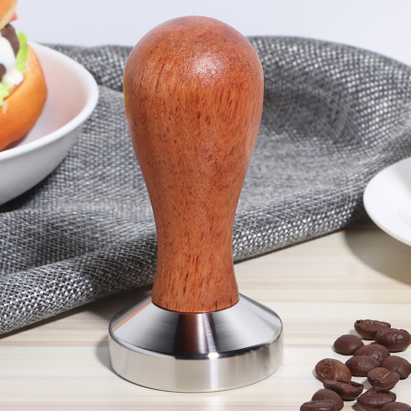 Stainless Steel Manual Coffee Powder Flat Tamper with Wood Handle