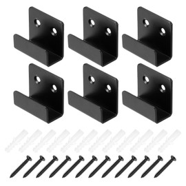 PATIKIL Tile Hanger Bracket 1.38x0.79x0.6, 6 Set U Wall Mounted Mirror Clips Fasteners Stainless Steel Metal Mirror Holder Kit L Size with Screws for Large Mirror Black