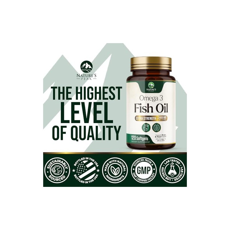 Natures Peak Suplemento de aceite de pescado Omega 3 de