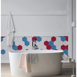 Avant Decor | 30 Tiles | Stone Composite Hexagon Solid Color | Peel and Stick Kitchen Backsplash Tiles | Stick On Wall Tiles | Easy DIY Installation | 6” x 6.9”
