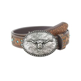 TOPACC Western Belts for Women Men with Buckle Cowboy Cowgirl Country Belt for Jeans Pants