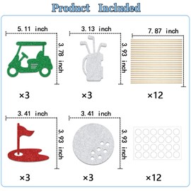 KEWUFD Golf Theme Birthday Centerpiece Sticks, Baby Shower Hole in *ne Birthday Decor For Kids, Golf Birthday Party Table Toppers Party Decor, Baby Shower Party Decor 12 PCS