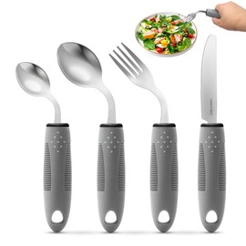 Adaptive Utensils, Adaptive Utensils 4pcs for Hand Tremors,Elderly, Arthritis,Parkinsons-Built Up Utensils for Adults–Easy Grip Aids Handle–2.5oz Each Weighted Silverware for Hand Tremors (Style 2)