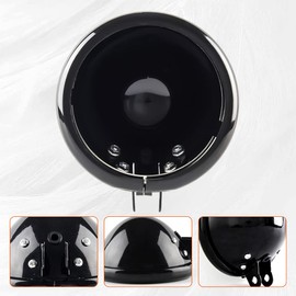 TANZEDMI 5.75" 5 3/4 inch Motorcycle Headlight Housing Bracket 5.75" Case HeadLight Cover Mount with Wire Harness compatible for Har-ley Davi-dson Softail Touring FLD Motorcycle (BLACK)