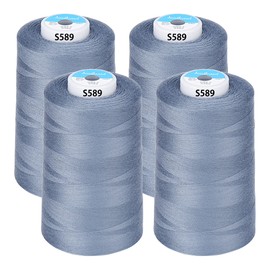 Simthread All Purpose Sewing Thread from 100% Spun Polyester for Serger, Overlock, Merrow, Quilting Sewing 4 Big Cones of 5000M (5500 Yards) Each - 40S/2 Grey