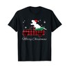 Merry Christmas Dinosaur Santa Hat Xmas Buffalo red Plaid T-Shirt
