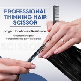 JASON Hair Cutting Scissors Kit - Professional 10 PCS Haircut Scissors Set with 6.7" Thinning/Texturizing Scissors, Straight Shears for Men Women Home Salon Barber (30 Teeth, Black & Blue)