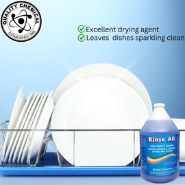 Quality Chemical Rinse All/Commercial Industrial Grade Rinse Aid/Dishwasher Rinse Aid Liquid, heat and cool dry Finish/Rinse Agent Dishwasher/Leave Dishes Spotless 128 oz (Pack of 2)